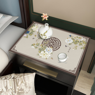 新中式床头柜垫子防水防烫桌布，pvc桌垫布卧室(布卧室)方几中国风防尘盖布
