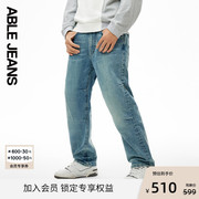 ablejeans直筒滑板裤，24春男士乡，心新岁弹力直筒牛仔裤801507