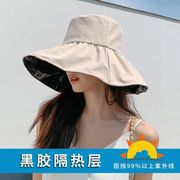 uv黑胶防晒遮阳帽子女夏遮脸(夏遮脸)防紫外线，太阳帽户外骑车大帽檐渔夫帽