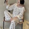 韩版睡衣女春秋季长袖，长裤小香风，睡衣翻领时尚家居睡衣套装