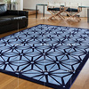 蓝色地中海样板间现代地毯，客厅茶几沙发，卧室床边手工腈纶地毯定制