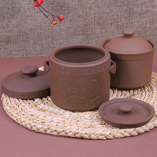 紫砂炖盅双盖隔水炖炖罐一人份家用小汤盅带盖烤梨陶瓷蒸盅杯内胆