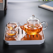 迷你小茶壶耐热玻璃花茶壶，透明功夫茶具套装过滤泡茶器家用小号