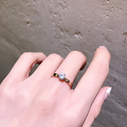 韩国简约钛钢18k彩金镶钻玫瑰金一克拉仿真钻戒女不掉色指环戒指