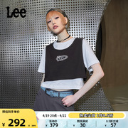 Lee24春夏舒适版黑色女假两件篮球风短款短袖T恤LWT0082194LE