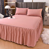 防滑纯色床裙式床套单件，保护套1.5米1.8m床单，床垫床笠180x200x220