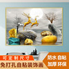 餐厅装饰画现代简约客厅防水防潮寓意发财鹿风景带胶墙贴自粘贴画