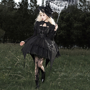 原创lolita哥特少女暗夜，法则暗黑风萝莉高腰日常洋装op长袖连衣裙