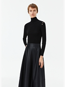 商场同款lily设计感假两件pu皮连衣裙小黑裙123440c7501