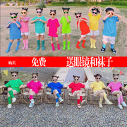 儿童彩色t恤夏季纯色，纯棉短袖小学生班服糖果，色幼儿园亲子装旅游