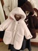 儿童羊羔毛外套(毛外套)韩系冬季男女童，加厚保暖中长款大衣加绒连帽毛毛衣