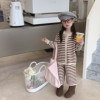 儿童毛衣2022秋冬韩版女童条纹厚实针织套装男宝宝洋气两件套
