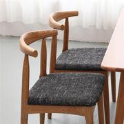 北欧简约水曲柳餐椅家用 全实木软包布艺休闲电脑椅子咖啡厅