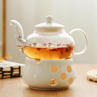 陶瓷花茶壶花茶具，下午茶玻璃花草茶杯水果花果，茶壶耐热蜡烛加热