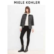 Miele Kohler黑白拼色菱形格设计感鹅绒翻领开衫短外套女2024