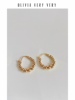 极简金属耳圈c型黄铜镀金耳环女时髦小众冷淡风麻花设计耳饰INS风