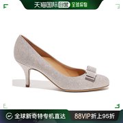 香港直邮SALVATORE FERRAGAMO 女鞋裸粉色牛皮亮闪蝴蝶结高跟鞋 0