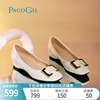 PACO GIL女鞋2024春季优雅浅口纯色方扣坡跟内增高粗跟单鞋女