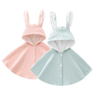韩版女童可爱斗篷ins春秋防风，披肩男宝宝披风，婴儿外出抱被风衣兔