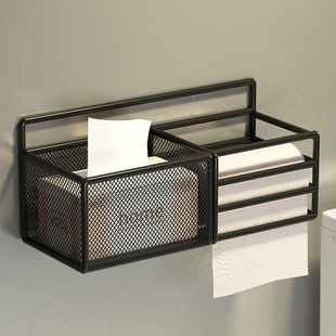 厕所纸巾盒免打孔防水浴室纸巾架挂架卫生间放卫生纸的收纳盒挂壁