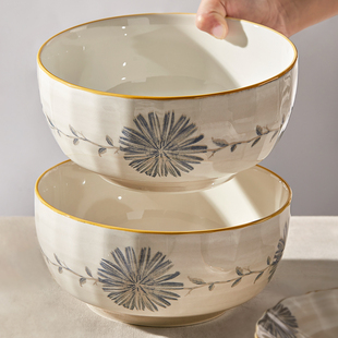墨色釉下彩陶瓷汤碗，家用2024汤面碗吃面碗8寸大碗，泡面碗大号