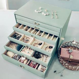 高档首饰盒欧式公主饰品收纳盒，流行时尚珠宝箱多层戒指，项链发簪盒