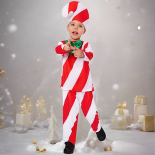 圣诞节主题服装糖果拐杖扮演cos服儿童校园节日舞台幼儿表演衣服