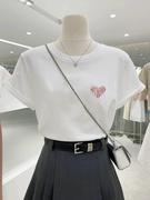 好货情侣装白色纯棉短袖t恤女夏季2023欧货宽松显瘦韩版上衣