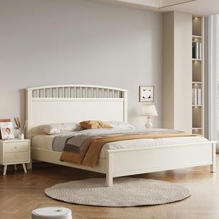北欧白色全实木床现代简约1.8米双人温莎1.5单人主卧公主高箱储物