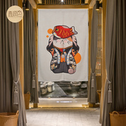 日式猫咪门帘和风暖帘风水开运布帘寿司店装饰短帘可定制logo