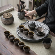 高档粗陶复古茶具套装陶瓷，功夫茶具套装，家用简约办公茶壶茶杯茶盘