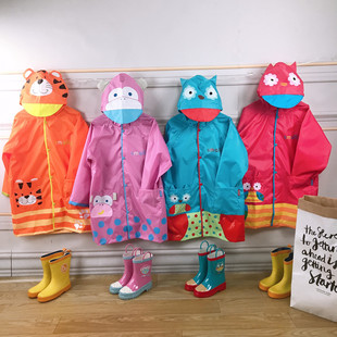 韩国smally儿童书包位雨衣婴幼儿，雨披3d立体卡通轻薄防水宝宝雨衣