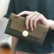 韩版小钱包女长款薄款卡包女学生纯色简约手拿包