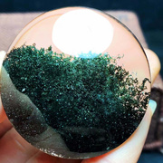 魅晶天然巴西水晶晶体通透翠绿色绿幽灵聚宝盆圆牌吊坠