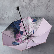 明嘉双面印花双层晴雨伞复古牡丹花三折叠外翻抗风黑胶拱形遮阳伞