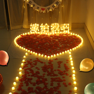 求婚室内布置表白装饰字母灯，电子蜡烛创意，品ktv卧室场景浪漫惊喜