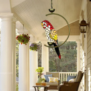 明轩蒂凡尼欧式复古走廊过道吧台门厅阳台，入户新奇特鹦鹉趣味吊灯