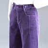 紫色灯芯绒裤子秋冬高腰，哈伦休闲裤女长裤直筒裤显瘦条绒萝卜裤