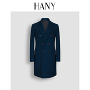 断码hany汉尼青果领羊绒大衣毛呢中长款羊毛，商务男士外套