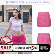 ANN ANDELMAN时尚潮流拉链粉色短裙小众百搭款CHENSHOP设计师品牌
