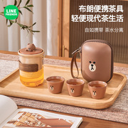 旅行茶具套装功夫茶具便携式陶瓷茶具户外一壶三杯茶水分离泡茶壶