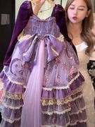 女童洛丽塔连衣裙紫色重工在逃公主裙子女宝宝洋气礼服裙蓬蓬裙