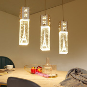 现代简约led餐桌吊灯三头水晶，北欧饭厅餐厅灯，创意个性吧台楼梯灯