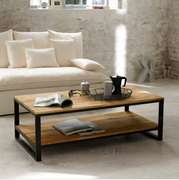 简约现代茶几双层实木客厅简单复古铁艺美式工业风小户型茶桌简