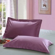 纯棉枕套紫色枕头套，48x74一对装全棉纯色，枕头罩玫红色忱头外套