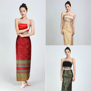 西双版纳傣族服装带胸垫，一片式抹胸，套装泰国风情网红旅拍写真