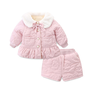 idea女童套装儿童衣服女宝宝冬装两件套洋气婴儿外套小香风裙子