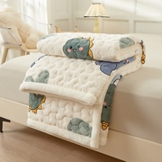 可爱卡通牛奶绒加厚保暖软垫子宿舍单双人可固定防滑床垫床褥护垫