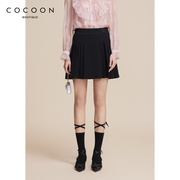 COCOON商场同款2023春夏复古经典百褶烫钻半身短裙女