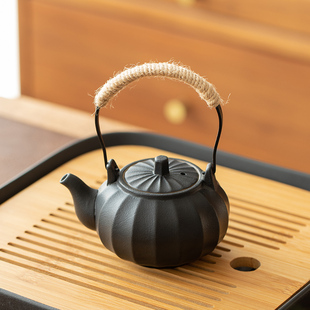 南瓜壶功夫茶具家用陶瓷茶壶单壶泡茶小茶壶日式复古提梁壶办公室